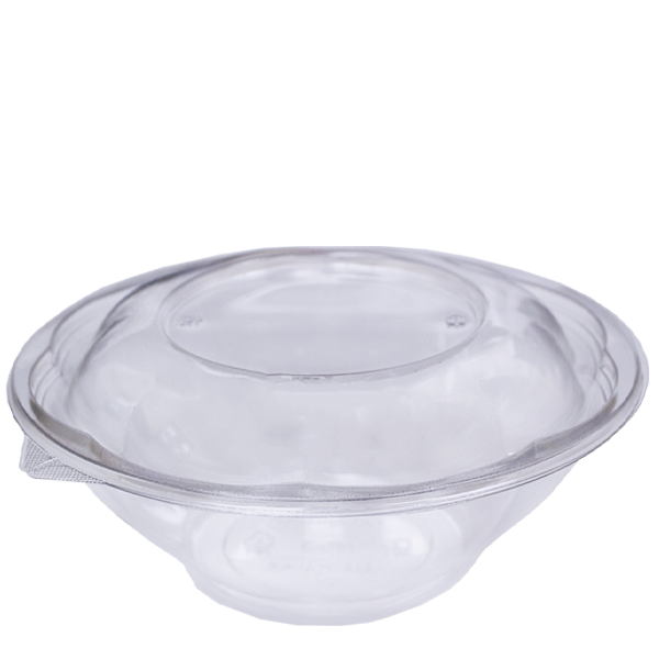 H Pack Container 18oz / Clear Lids / 300 Bowls Clear Base Flower Design Salad Bowls