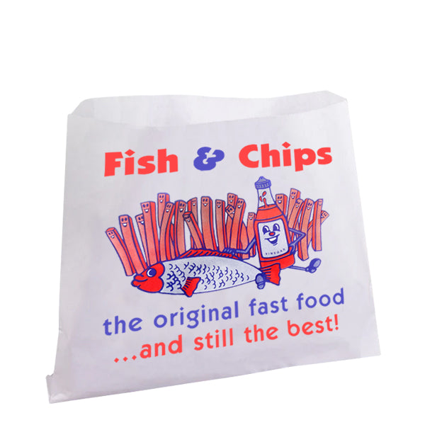 Magnum Packaging 14 x 11" / 500 Bags Fish & Chips Design Paper Bags