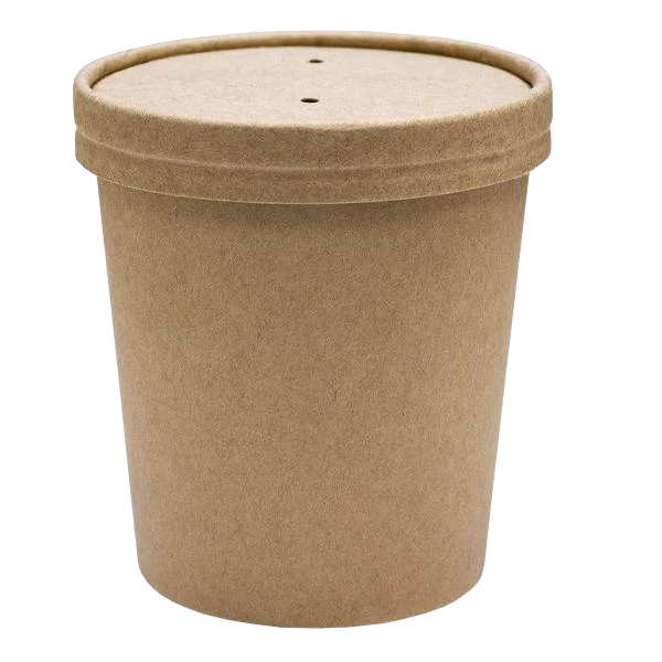 Paper Cups Direct Soup Containers 16oz / Lids Included / 500 Containers Kraft Heavy Duty Soup Containers